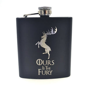 Game of Thrones 6oz Powder Coated stainless steel Black Hip Flask Laser Engraved Winter is Coming