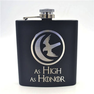 Game of Thrones 6oz Powder Coated stainless steel Black Hip Flask Laser Engraved Winter is Coming