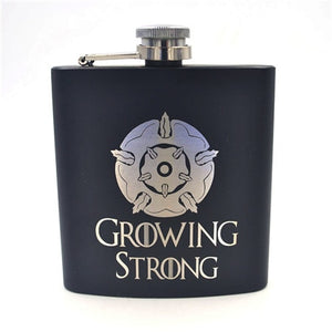 Game of Thrones 6oz Powder Coated stainless steel Black Hip Flask Laser Engraved Winter is Coming