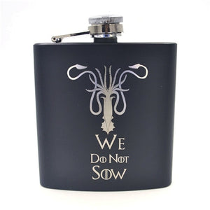 Game of Thrones 6oz Powder Coated stainless steel Black Hip Flask Laser Engraved Winter is Coming