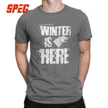 Load image into Gallery viewer, Men Game Of Thrones House Stark T-Shirt Winter is Here Leisure O Neck Short Sleeve Clothes 100% Cotton Tees T Shirt Plus Size