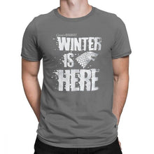 Load image into Gallery viewer, Men Game Of Thrones House Stark T-Shirt Winter is Here Leisure O Neck Short Sleeve Clothes 100% Cotton Tees T Shirt Plus Size