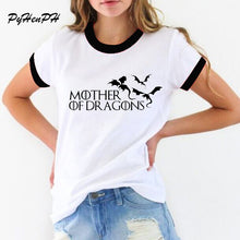 Load image into Gallery viewer, Hot 2019 T-shirt Women Game of Thrones Ringer Tee Shirt Femme Mother of Dragons T Shirt Female  Short Sleeve Cool O-neck Tops