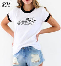 Load image into Gallery viewer, Hot 2019 T-shirt Women Game of Thrones Ringer Tee Shirt Femme Mother of Dragons T Shirt Female  Short Sleeve Cool O-neck Tops