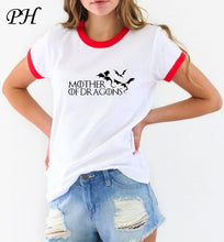Load image into Gallery viewer, Hot 2019 T-shirt Women Game of Thrones Ringer Tee Shirt Femme Mother of Dragons T Shirt Female  Short Sleeve Cool O-neck Tops