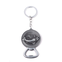 Load image into Gallery viewer, Game of Thrones Keychains House Stark Wolf Beer Bottle Opener Tool Keychain For Men Movie Jewelry