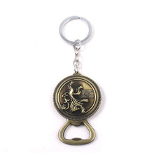 Load image into Gallery viewer, Game of Thrones Keychains House Stark Wolf Beer Bottle Opener Tool Keychain For Men Movie Jewelry