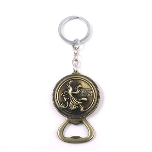 Game of Thrones Keychains House Stark Wolf Beer Bottle Opener Tool Keychain For Men Movie Jewelry