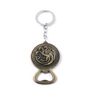 Game of Thrones Keychains House Stark Wolf Beer Bottle Opener Tool Keychain For Men Movie Jewelry