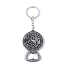 Load image into Gallery viewer, Game of Thrones Keychains House Stark Wolf Beer Bottle Opener Tool Keychain For Men Movie Jewelry