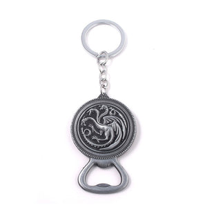 Game of Thrones Keychains House Stark Wolf Beer Bottle Opener Tool Keychain For Men Movie Jewelry