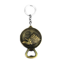 Load image into Gallery viewer, Game of Thrones Keychains House Stark Wolf Beer Bottle Opener Tool Keychain For Men Movie Jewelry