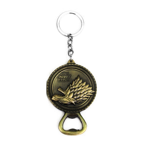 Game of Thrones Keychains House Stark Wolf Beer Bottle Opener Tool Keychain For Men Movie Jewelry