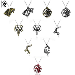 Game of Thrones necklace Stark family lion wolf dragon deer Lannister Targaryen Stark Baratheon Arryn Greyjoy family members