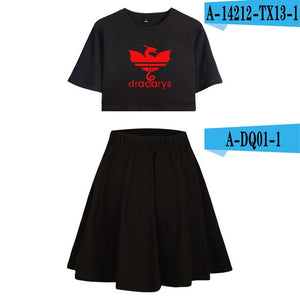 Game of Thrones Dracarys Women Two piece Set Fashion Summer Short Sleeve Crop Top+Skirt 2019 Hot Sale Casual Trendy Clothes