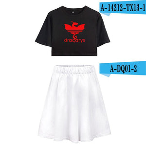 Game of Thrones Dracarys Women Two piece Set Fashion Summer Short Sleeve Crop Top+Skirt 2019 Hot Sale Casual Trendy Clothes