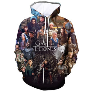 2019 Hot TV Show Hoodies Fantastic Hoody The Throne Game 3D Print Hoodies Pullovers Lone Sleeve Sweatshirts Fashion Clothes