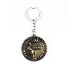 Load image into Gallery viewer, RJ Game of Thrones Keychain House Stark Wolf Beer Open Key Chains A Song Of Ice And Fire Targaryen Dragon Keyring Souvenirs Gift