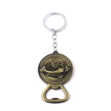 Load image into Gallery viewer, RJ Game of Thrones Keychain House Stark Wolf Beer Open Key Chains A Song Of Ice And Fire Targaryen Dragon Keyring Souvenirs Gift