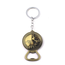 Load image into Gallery viewer, RJ Game of Thrones Keychain House Stark Wolf Beer Open Key Chains A Song Of Ice And Fire Targaryen Dragon Keyring Souvenirs Gift