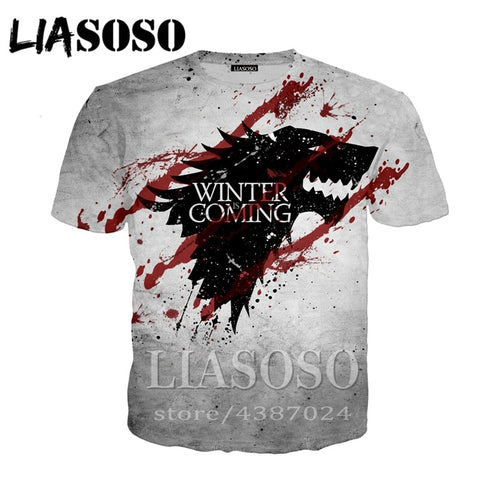 LIASOSO t-shirt 3D print Game of Thrones top Men women Anime streetwear t shirt Harajuku clothes punk tshirt Short Sleeve E294