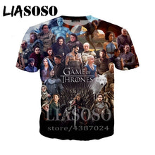 Load image into Gallery viewer, LIASOSO t-shirt 3D print Game of Thrones top Men women Anime streetwear t shirt Harajuku clothes punk tshirt Short Sleeve E294