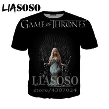 Load image into Gallery viewer, LIASOSO t-shirt 3D print Game of Thrones top Men women Anime streetwear t shirt Harajuku clothes punk tshirt Short Sleeve E294