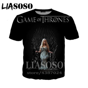 LIASOSO t-shirt 3D print Game of Thrones top Men women Anime streetwear t shirt Harajuku clothes punk tshirt Short Sleeve E294