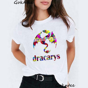 Dracarys Tshirt Women Mother of Dragon Winterfell Vogue T-Shirt Game of Thrones Harajuku Camiseta Mujer Korean Clothes Tops