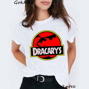 Dracarys Tshirt Women Mother of Dragon Winterfell Vogue T-Shirt Game of Thrones Harajuku Camiseta Mujer Korean Clothes Tops