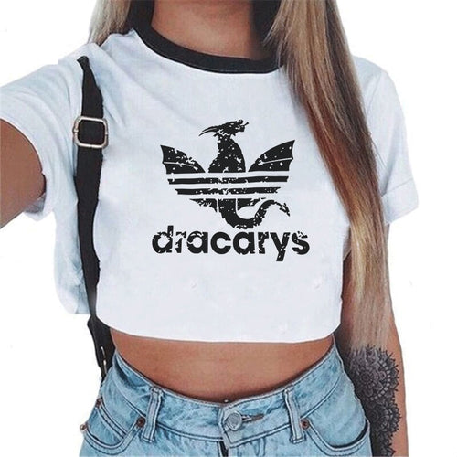 Hot Dracarys T-shirt Game Of Thrones Mother Of Dragons Daenerys Harajuku Crop Top Women's T Shirt 2019 Fashion Clothes Fans Gift