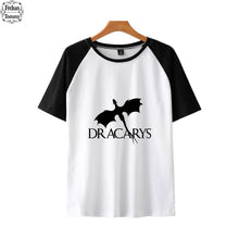 Load image into Gallery viewer, game of throne Dracarys Print Basic Fashion Popular Stitching T Shirt Hip Hop High Street Clothes Contrast Short Sleeve Shirt