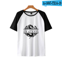 Load image into Gallery viewer, game of throne Dracarys Print Basic Fashion Popular Stitching T Shirt Hip Hop High Street Clothes Contrast Short Sleeve Shirt