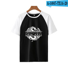 Load image into Gallery viewer, game of throne Dracarys Print Basic Fashion Popular Stitching T Shirt Hip Hop High Street Clothes Contrast Short Sleeve Shirt