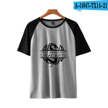 Load image into Gallery viewer, game of throne Dracarys Print Basic Fashion Popular Stitching T Shirt Hip Hop High Street Clothes Contrast Short Sleeve Shirt