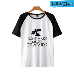 game of throne Dracarys Print Basic Fashion Popular Stitching T Shirt Hip Hop High Street Clothes Contrast Short Sleeve Shirt