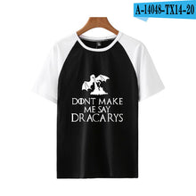 Load image into Gallery viewer, game of throne Dracarys Print Basic Fashion Popular Stitching T Shirt Hip Hop High Street Clothes Contrast Short Sleeve Shirt