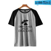 Load image into Gallery viewer, game of throne Dracarys Print Basic Fashion Popular Stitching T Shirt Hip Hop High Street Clothes Contrast Short Sleeve Shirt