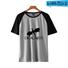 Load image into Gallery viewer, game of throne Dracarys Print Basic Fashion Popular Stitching T Shirt Hip Hop High Street Clothes Contrast Short Sleeve Shirt