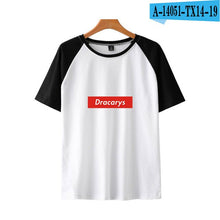 Load image into Gallery viewer, game of throne Dracarys Print Basic Fashion Popular Stitching T Shirt Hip Hop High Street Clothes Contrast Short Sleeve Shirt