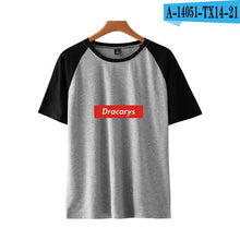 Load image into Gallery viewer, game of throne Dracarys Print Basic Fashion Popular Stitching T Shirt Hip Hop High Street Clothes Contrast Short Sleeve Shirt